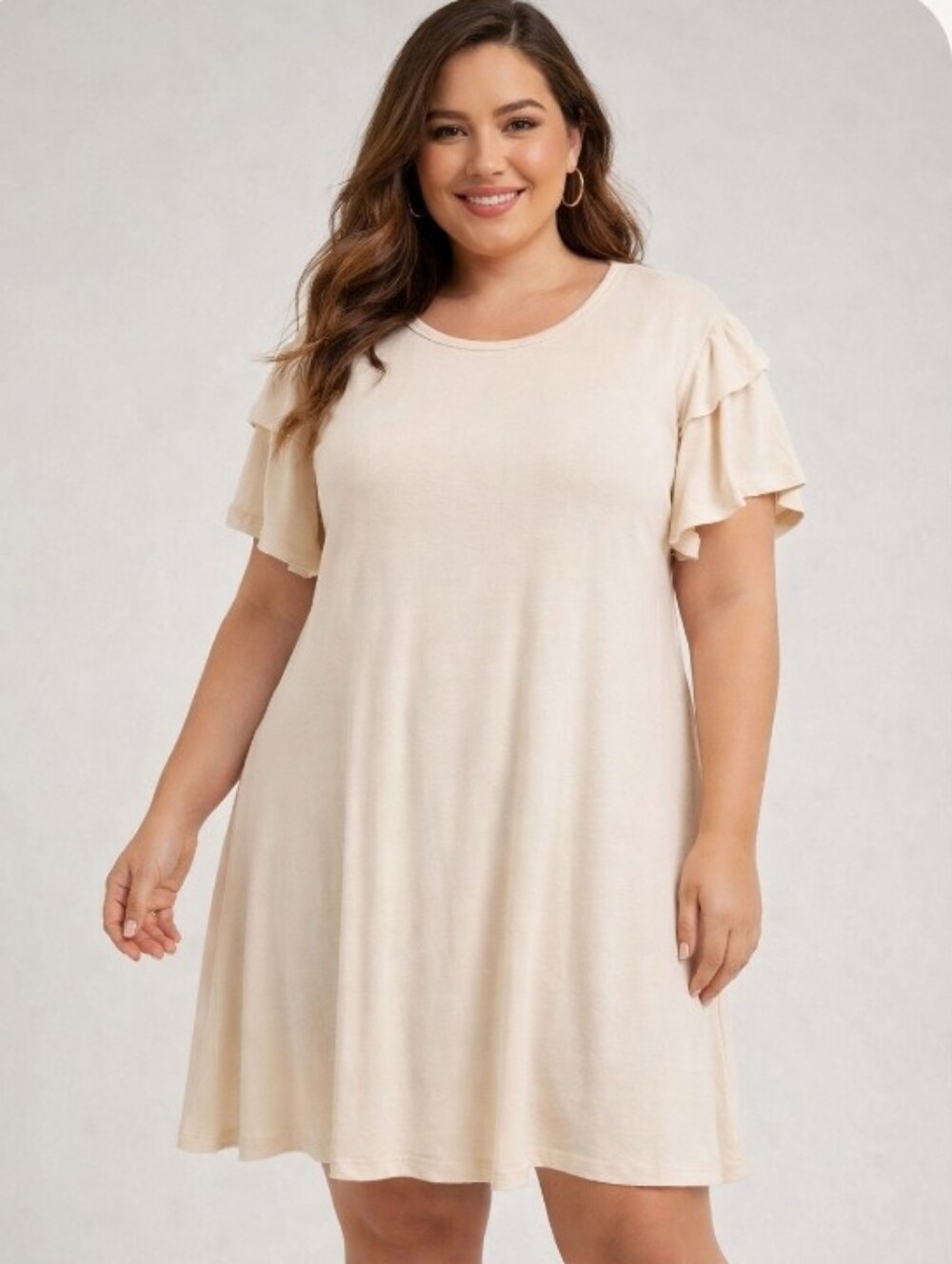 Dokotoo Elegant Cream Short Sleeve Dress Size 2XL